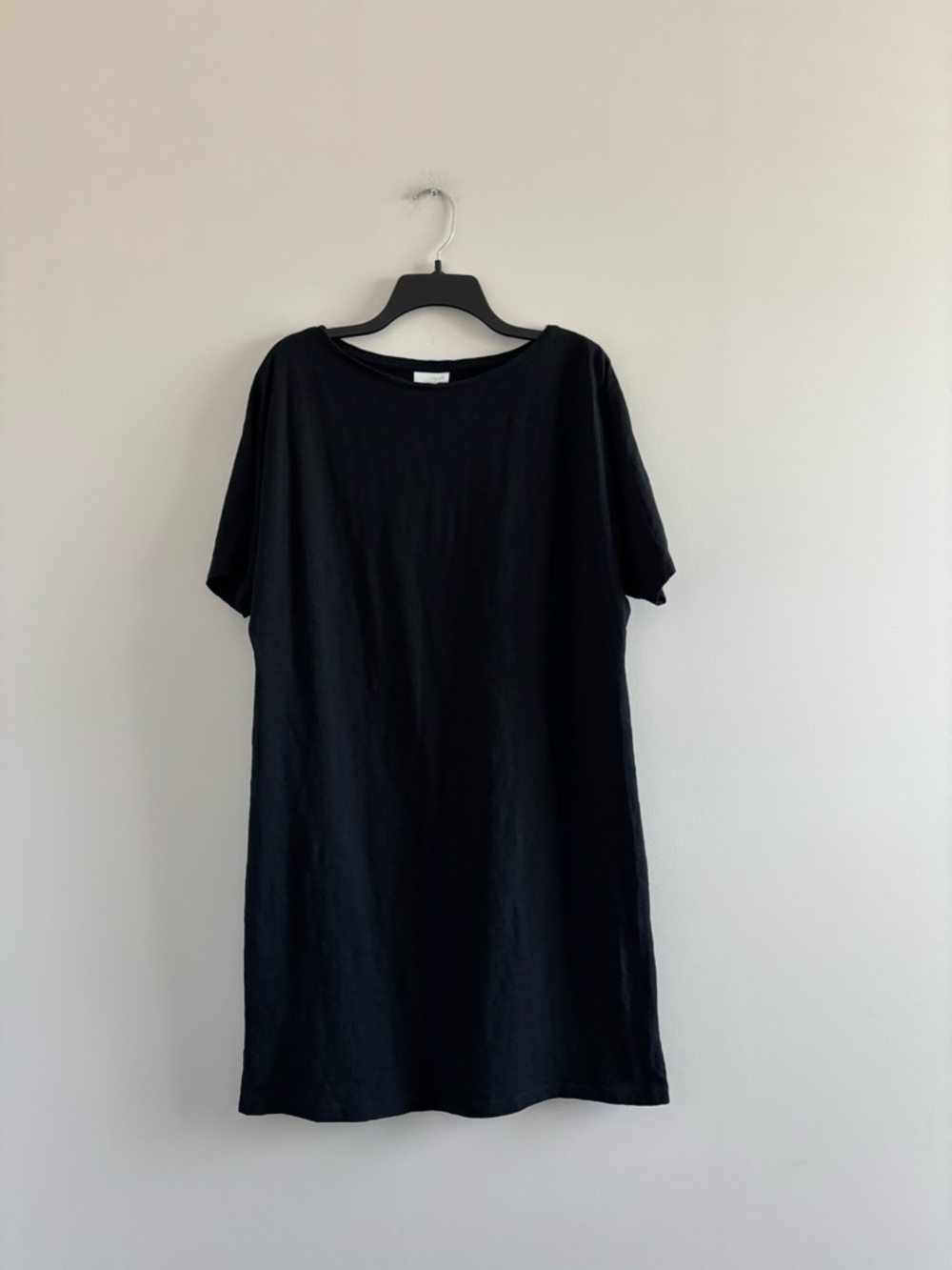 J. Jill Dress Black Boxy Crew Neck Short Sleeve Cotton Womens M Lagenlook Beach